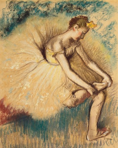 Ayakkabısını Giyen Bir Dansçı; Ayakkabısını Bağlayan Dansçı, 1896 by Edgar Degas