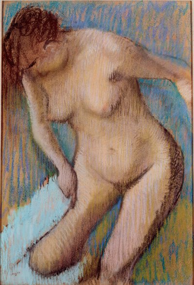 Çıplak kadın banyo yaptıktan sonra sağ uyluğunu siliyor. Edgar Degas (1834-1917) 1866 Güneş