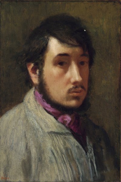 Otoportre - Resim Edgar Degas (1834-1917), kağıt üzerine yağlıboya, yaklaşık 1858, 47x32 cm - (Otoportre, Kağıt üzerine yağlı boya, Edgar Degas) - Özel Koleksiyon by Edgar Degas