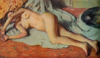 Yüzücü yerde yatarken, c1885 by Edgar Degas