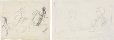 At Üzerinde Zırhlı Figürlü Savaş Sahnesi (rekto) İki Oturan Kadın (verso) by Edgar Degas