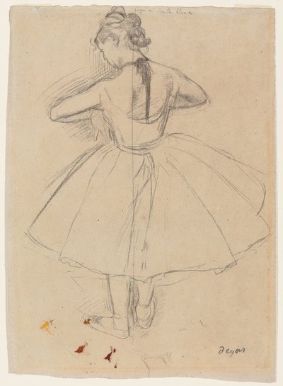 Dansçı Ayakta, Arkadan Görünüm; Ayakta dansçı, arkadan görünüm, 1872-1873 by Edgar Degas