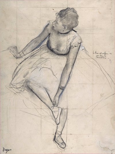 Ayakkabısını ayarlayan dansçı (balerin). Edgar Degas (1834-1917) New York City tarafından çizim. Metropolitan Sanat Müzesi. by Edgar Degas