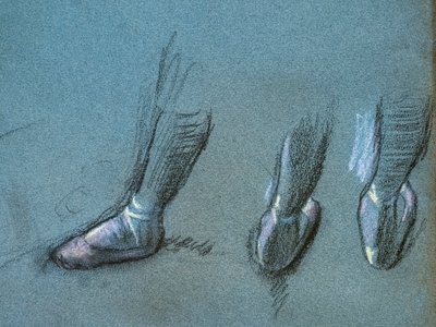 Sırt ve üç ayaklı dansçı (detay). 1878 civarında. Kağıt üzerinde kömür ve pastel by Edgar Degas