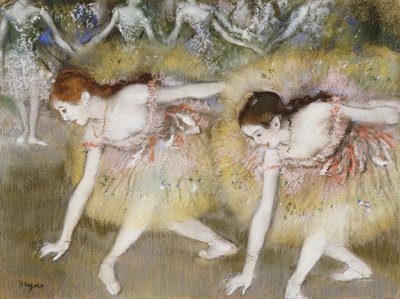 Aşağı eğilen dansçılar by Edgar Degas