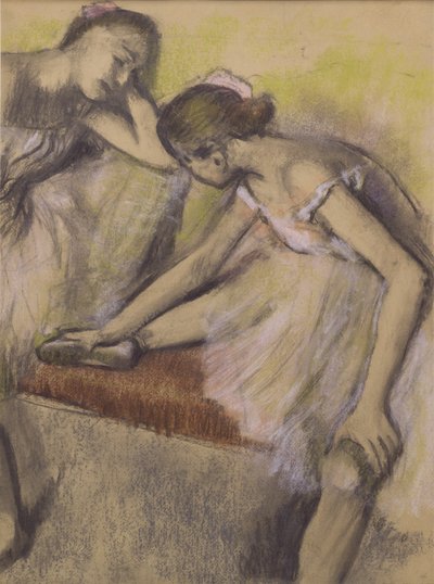 Dansçılar, Repose, c.1898 (ince bir destek tabakasına tamamen yapıştırılmış ince dokuma kağıt üzerinde pastel ve kömür) by Edgar Degas