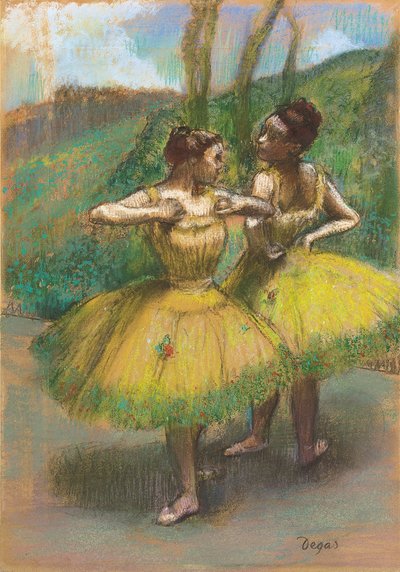 Sarı Elbiseli Dansçılar; Danseuses jupes jaunes, 1896 dolayları (birleştirilmiş kağıt üzerine pastel ve karakalem) by Edgar Degas