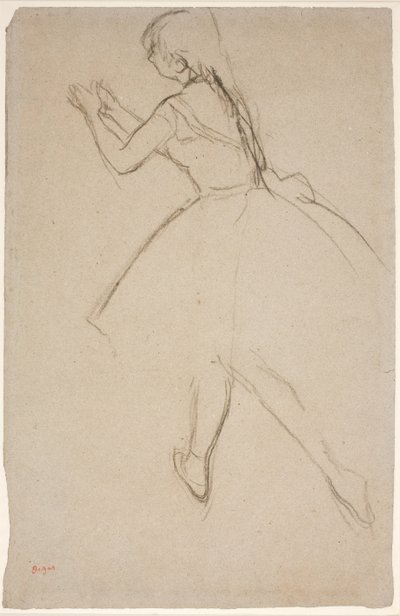 Kolları uzatılmış yürüme pozisyonunda dans etmek by Edgar Degas