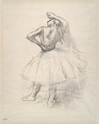 Dansçı ayakta, sağ kol kaldırılmış mı? (Duran dansçı, sağ kol kaldırılmış) by Edgar Degas
