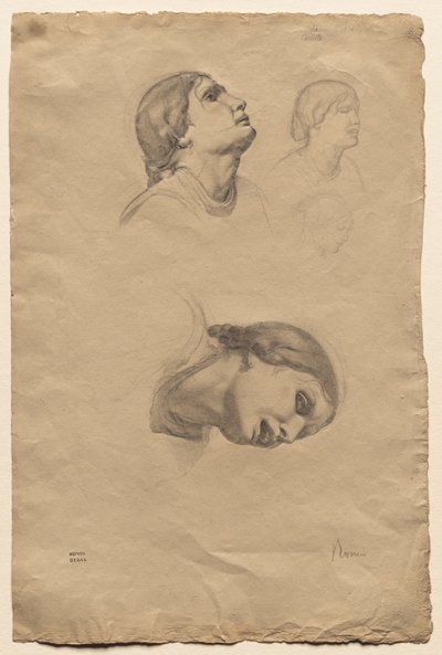 Genç Bir İtalyan Kadının Başkanının Dört Çalışması, 1856. by Edgar Degas