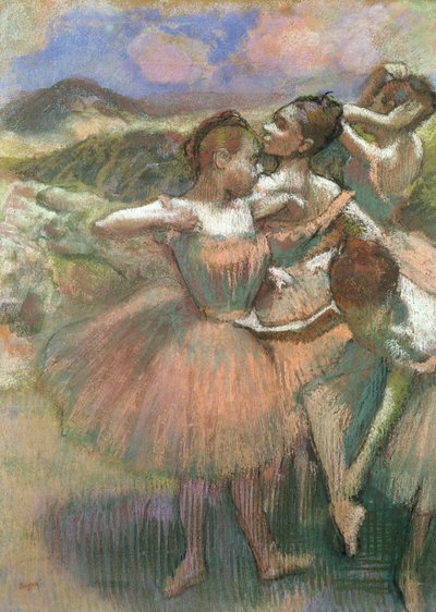 Sahnede dört dansçı (pastel) by Edgar Degas