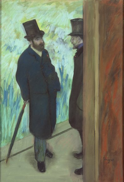 Tiyatrodaki Arkadaşlar, Ludovic Halevy (1834-1908) ve Albert Cave (1832-1910) 1878-79 (kağıt üzerinde pastel) by Edgar Degas