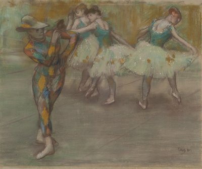 Harlequin Dance, 1890 dolayları (karton üzerine pastel) by Edgar Degas
