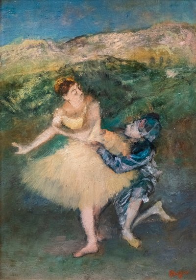 Harlequin ve Colombine. 1895 civarında. Ahşap üzerine yağlı boya. by Edgar Degas