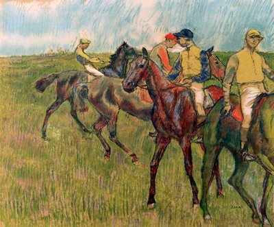 Jokeyli Atlar, 1910 by Edgar Degas