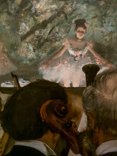 Les Musiciens (detay). 1872-1873, 1874-1876 civarında yeniden başladı. Tuval üzerine yağlıboya. by Edgar Degas