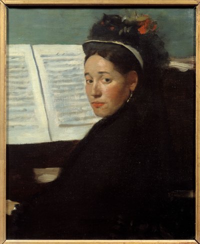 Matmazel Dihau (1843-1935) Konserlerin piyanisti Sütun, piyanoda Resim Edgar Degas (1834-1917) 1869 Güneş. 0,45x0,32 m Paris, Orsay Müzesi by Edgar Degas