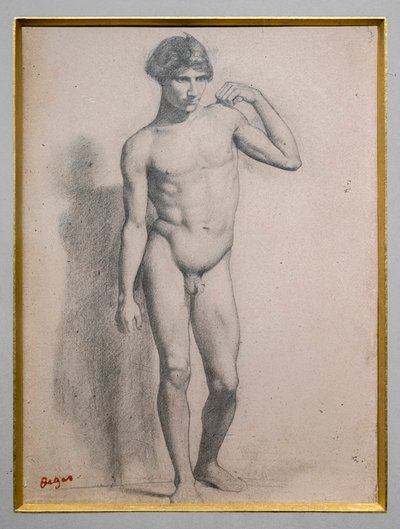 Adam ayakta. 1856-1858 civarında. Kağıt üzerinde grafit. by Edgar Degas
