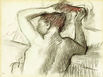 Çıplak Kadın Saçını Şekillendiriyor by Edgar Degas