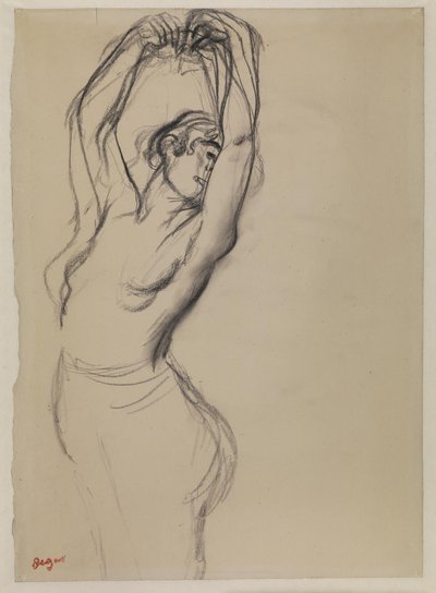 Kollarını Kaldırmış Çıplak Dansçı by Edgar Degas