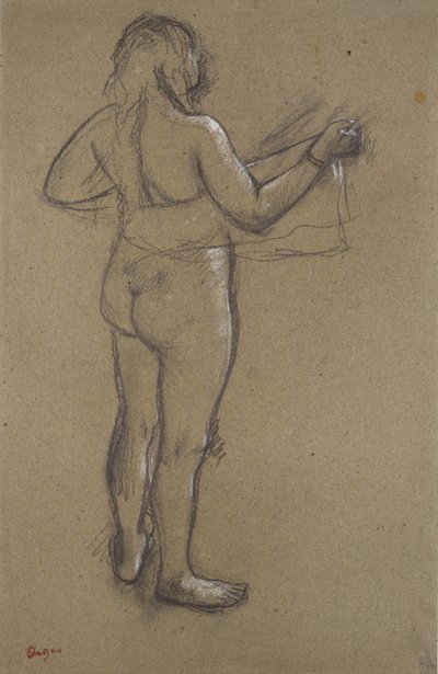 çıplak kadın kendini kurutma by Edgar Degas
