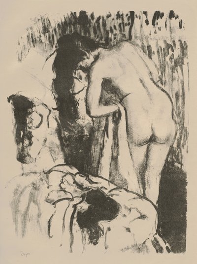 Çıplak Kadın Ayakta, Kendini Kurutuyor, 1891-92 dolayları (dokuma kağıt üzerine taş) by Edgar Degas