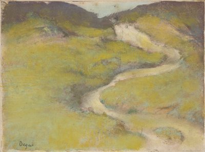Pathway in a Field, 1890 (yağlarda monotip üzerine pastel) by Edgar Degas