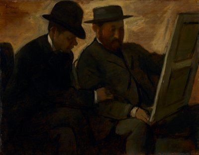 Paul Lafond ve Alphonse Cherfils Bir Tabloyu İnceliyor by Edgar Degas