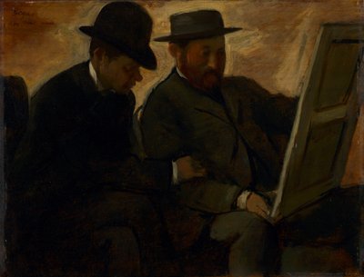 Paul Lafond ve Alphonse Cherfils Bir Tabloyu İnceliyorlar, c.1878-1880 by Edgar Degas