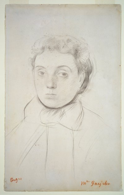 Joséphine Gaujelin#39;in portresi, 1867#39;den önce (kağıt üzerine tebeşir) by Edgar Degas