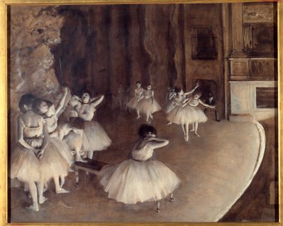 Sahnede bir bale tekrarı Resim Edgar Degas (1834-1917). 1874. Soluk. 0,65x0,81 m. Paris, Musee d