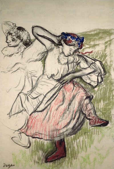 Rus Dansçılar, 1899 dolayları (aydınger kağıdı üzerine karakalem ve pastel) by Edgar Degas