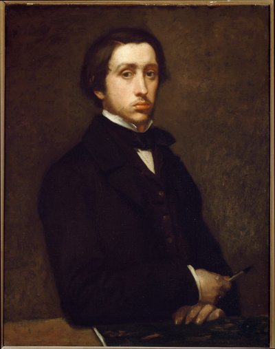 Kömür tutuculu Otoportre veya Degas (tuval üzerine monte edilmiş kağıt üzerine yağlı boya by Edgar Degas