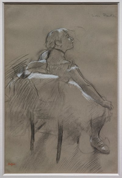 Oturan dansçı (Nelly Frankly). 1880 civarında. Kağıt üzerinde beyaz tebeşirle yükseltilmiş kömür. Özel koleksiyon. by Edgar Degas