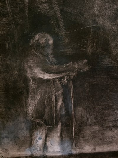 Bale Ustası (detay) (Ludovic Lepic ile işbirliği içinde yürütülür). 1876. Siyah mürekkepli, beyaz tebeşir vurgulu monotip by Edgar Degas