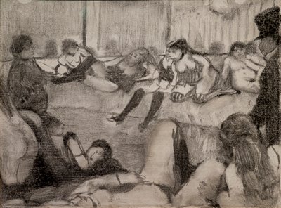 Salon. 1879. Monotype siyah mürekkebe, pastel tonlara sahiptir. by Edgar Degas