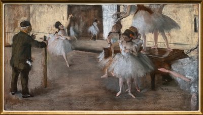 Dans dersi. 1876 civarında. Karton üzerine yapıştırılmış kağıt üzerine pastel. by Edgar Degas