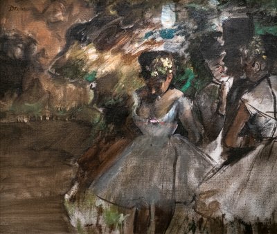 Sahne arkasında üç dansçı. 1880-1885. Tuval üzerine yağlıboya. by Edgar Degas