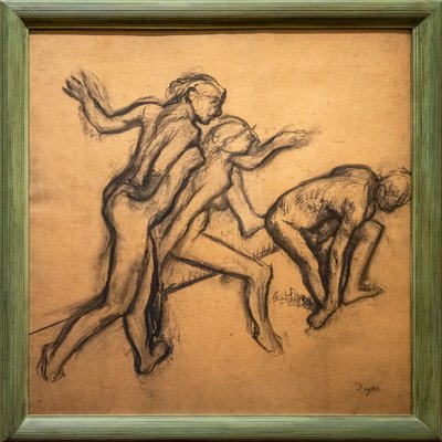 Üç çıplak dansçı. 1895-1900. Aydınger kağıdı üzerinde kömür. by Edgar Degas