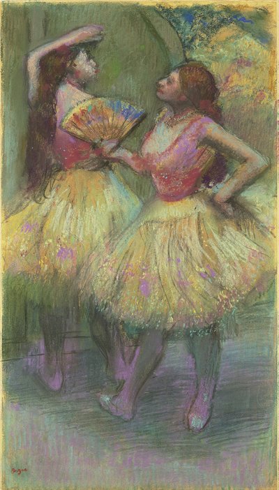 Sahneye Çıkmadan Önce İki Dansçı; Avant antre sahnesi, 1888 by Edgar Degas