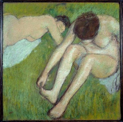 Edgar Degas (1834-1917) 1890 Sun tarafından kahverengi kağıt üzerine Pastel çimenler üzerinde iki yüzücü. 0,7x0,7 m Paris, Musee d