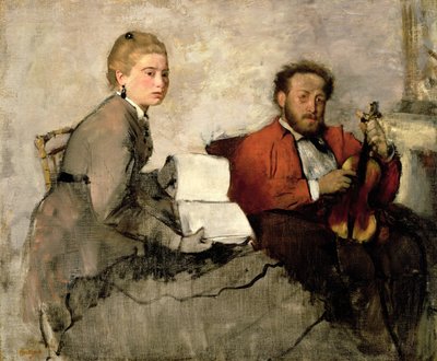 Kemancı ve Genç Kadın, 1871 dolayları (tuval üzerine yağlı boya ve pastel boya) by Edgar Degas