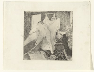 Kadın banyodan çıkar ve kadından havlu alır. La Sortie du Bain by Edgar Degas