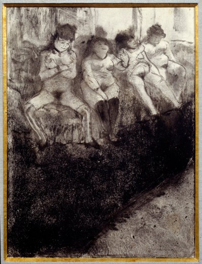 İkinci versiyon bekleniyor. Bir genelevde müşteri bekleyen fahişeler var. Edgar Degas
