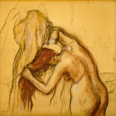 Kendini Kuruyan Kadın, c.1905 (kağıt üzerine serilmiş aydınger kağıdı üzerine karakalem ve pastel) by Edgar Degas