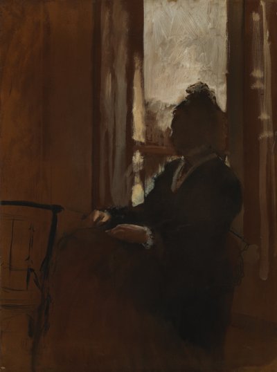Penceredeki Kadın, c.1871-2 (keten üzerine kağıt üzerine yağlı boya) by Edgar Degas