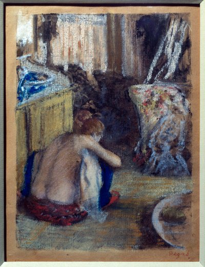 Edgar Degas (1834-1917) 1877 Sun tarafından monotip üzerine Pastel çömelme kadın. 0,18x0,14 m Paris, Orsay Müzesi by Edgar Degas