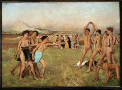 Genç Spartalılar egzersiz yapıyor (tuval üzerine yağlıboya) by Edgar Degas