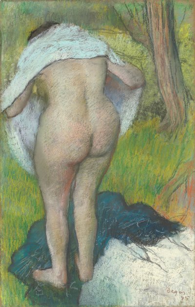 Genç Kadın Kendini Giyiniyor by Edgar Degas