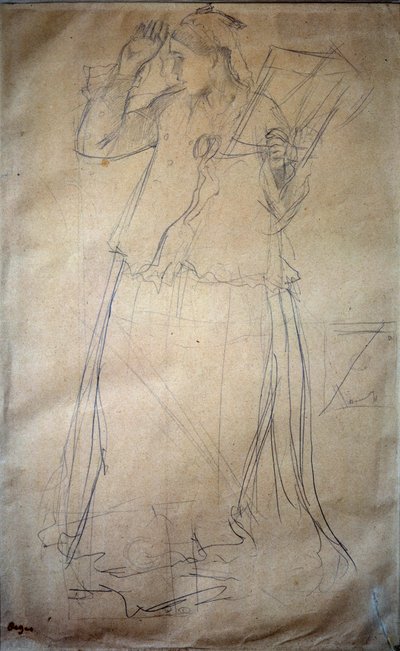 Kurşun Madeninde Şarkı Söyleyen Genç Kadın Çizimi, Edgar Degas (1834-1917) 19. yüzyıl Paris, Louvre Müzesi by Edgar Degas